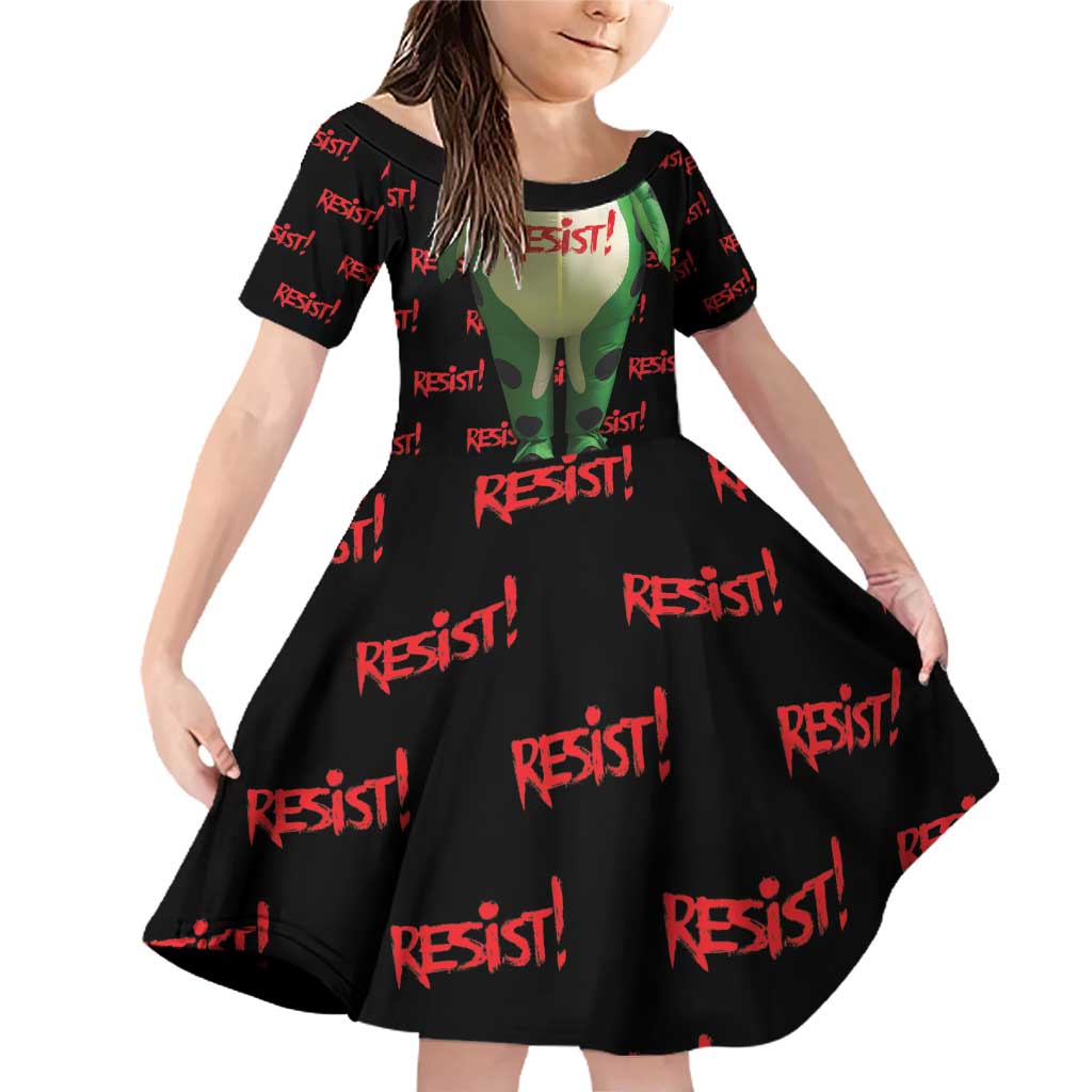 Resist Portland Frog Family Matching Off Shoulder Short Dress and Hawaiian Shirt Funny Political Costume - Wonder Print Shop