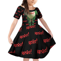 Resist Portland Frog Family Matching Off Shoulder Short Dress and Hawaiian Shirt Funny Political Costume - Wonder Print Shop