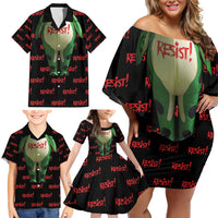 Resist Portland Frog Family Matching Off Shoulder Short Dress and Hawaiian Shirt Funny Political Costume - Wonder Print Shop