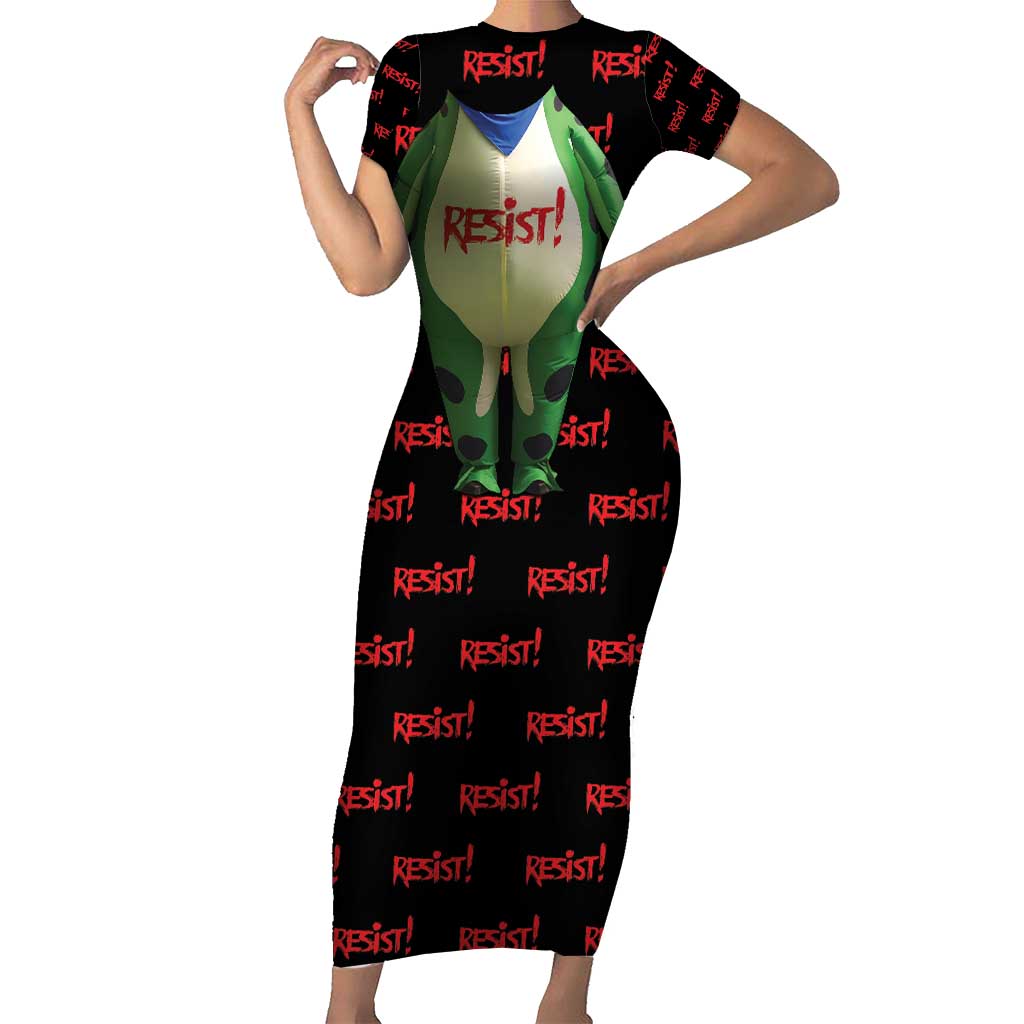 Resist Portland Frog Family Matching Short Sleeve Bodycon Dress and Hawaiian Shirt Funny Political Costume - Wonder Print Shop