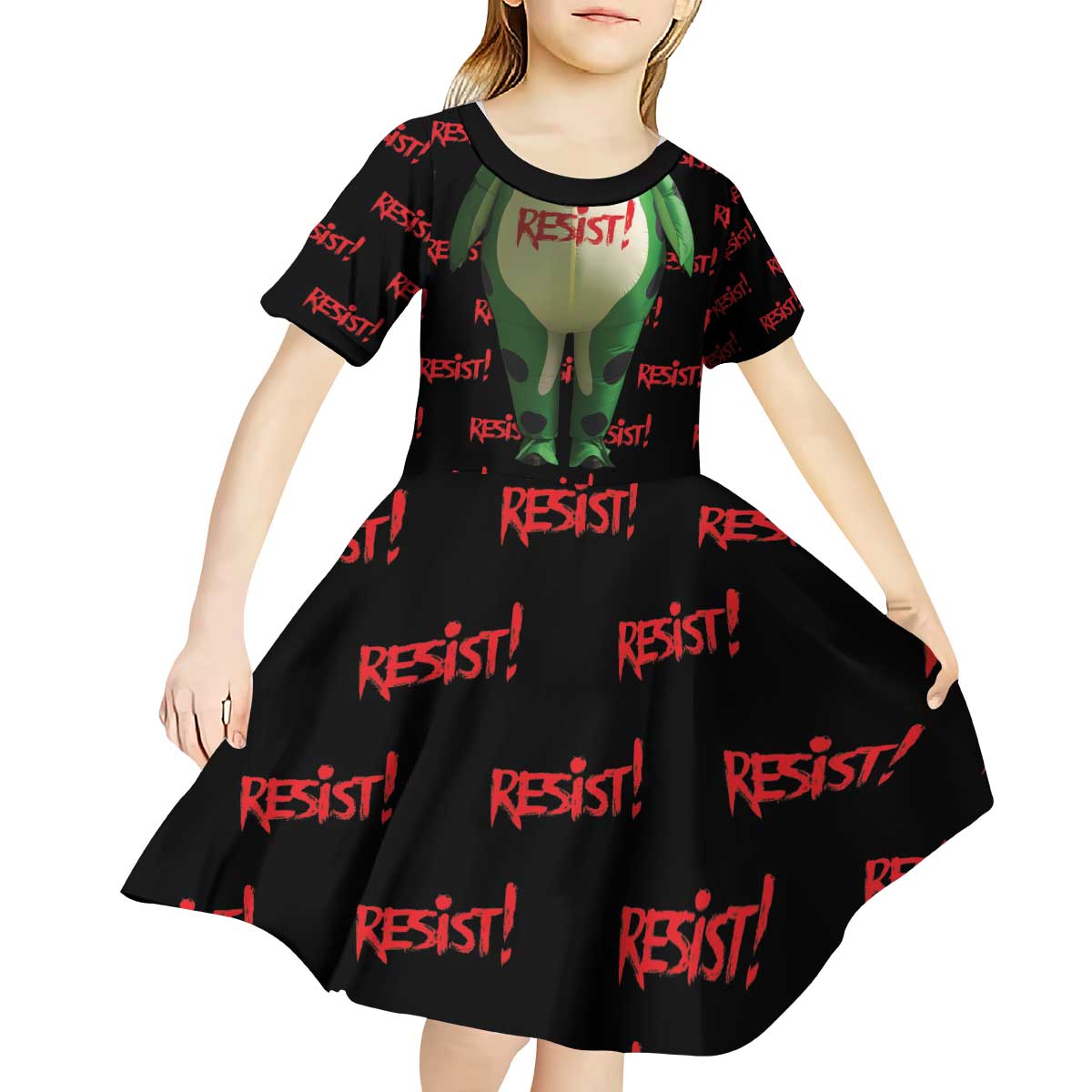 Resist Portland Frog Kid Short Sleeve Dress Funny Political Costume - Wonder Print Shop