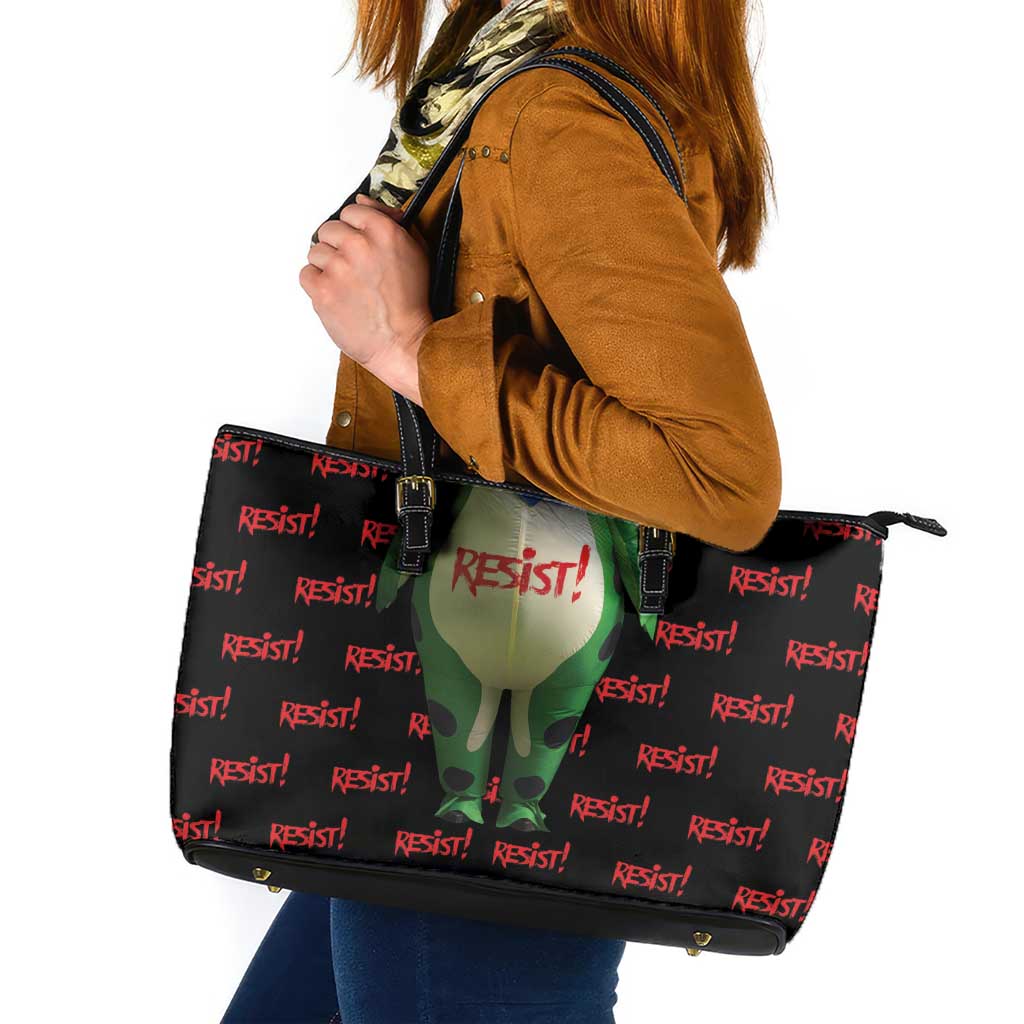 Resist Portland Frog Leather Tote Bag Funny Political Costume - Wonder Print Shop