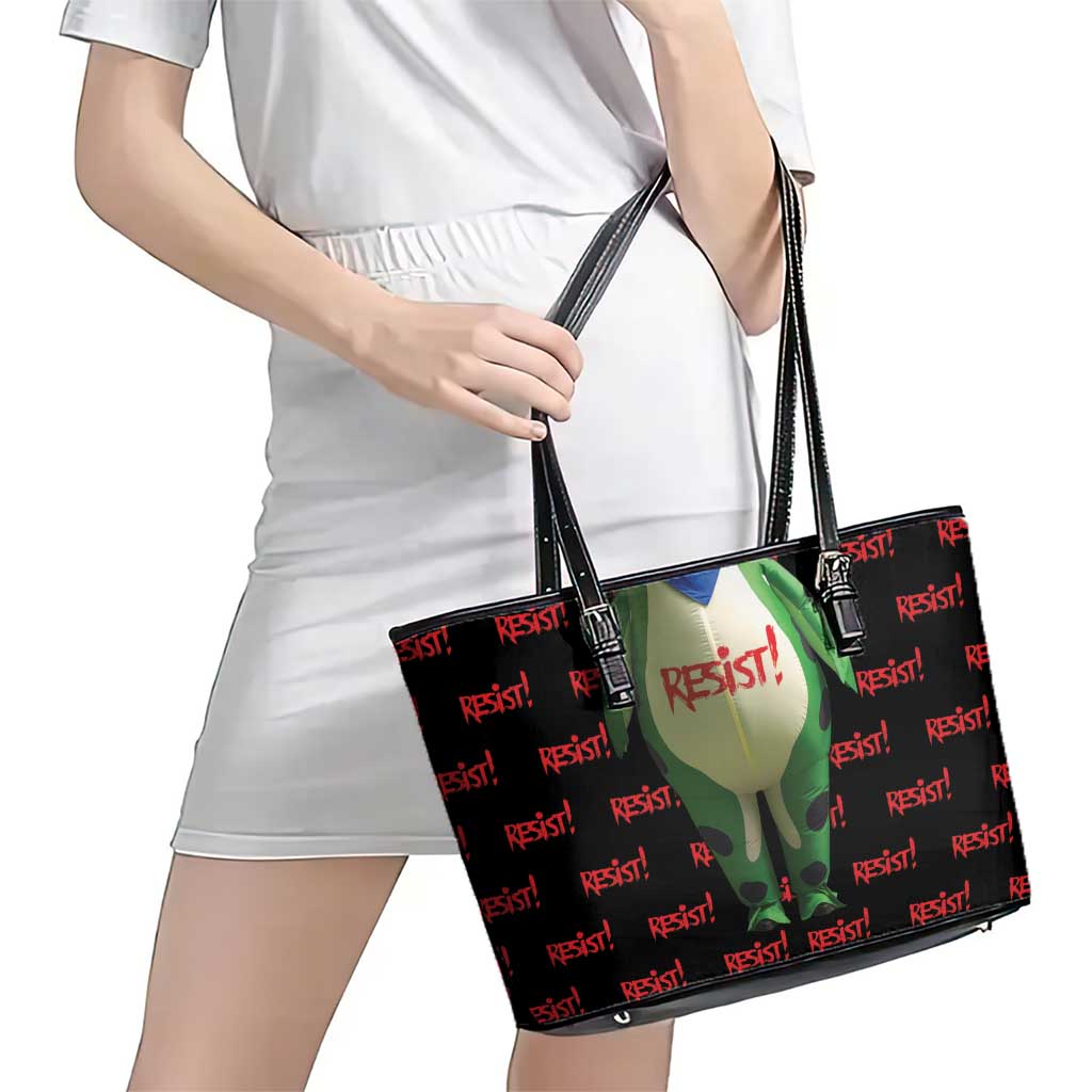 Resist Portland Frog Leather Tote Bag Funny Political Costume - Wonder Print Shop