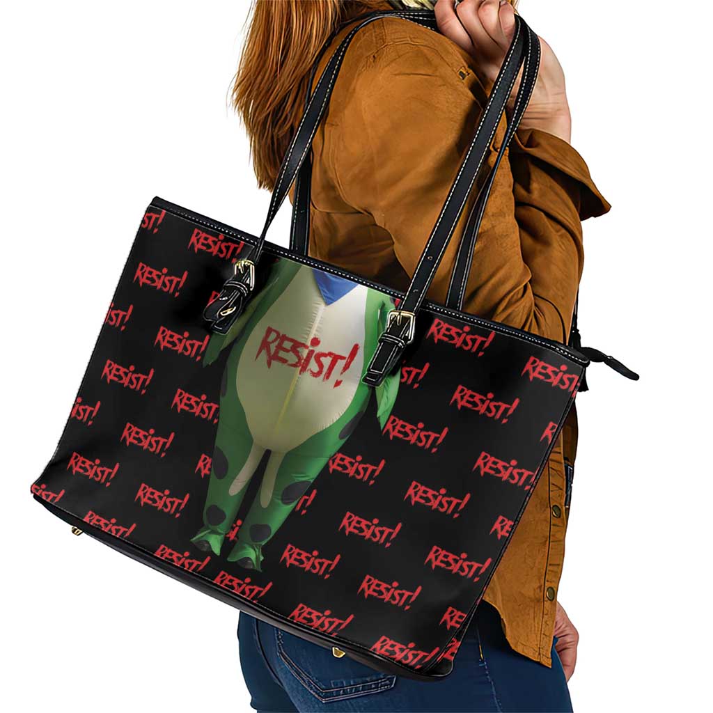 Resist Portland Frog Leather Tote Bag Funny Political Costume - Wonder Print Shop
