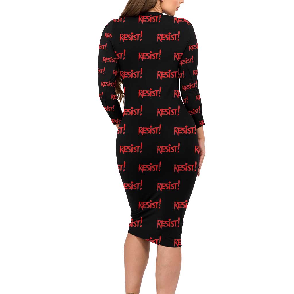 Resist Portland Frog Long Sleeve Bodycon Dress Funny Political Costume - Wonder Print Shop