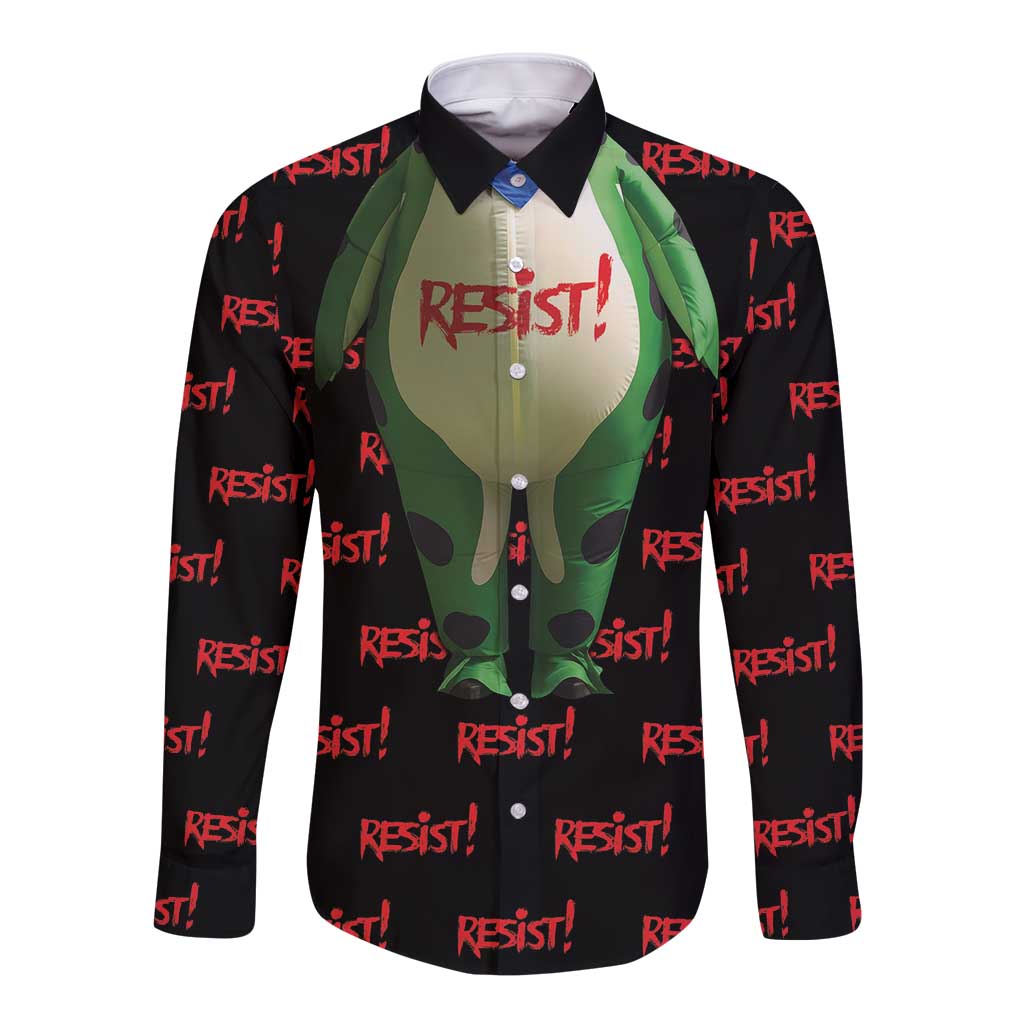 Resist Portland Frog Long Sleeve Button Shirt Funny Political Costume - Wonder Print Shop