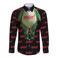 Resist Portland Frog Long Sleeve Button Shirt Funny Political Costume - Wonder Print Shop