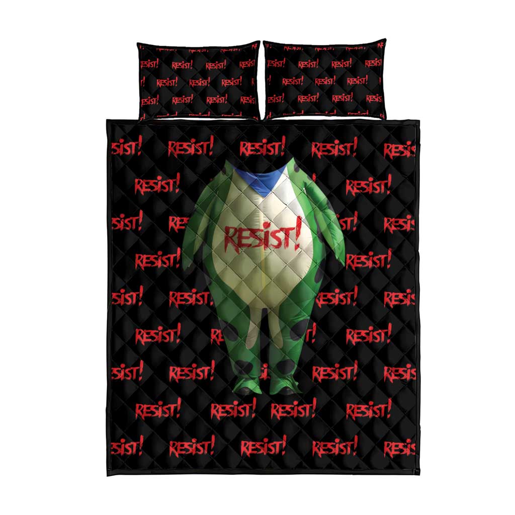 Resist Portland Frog Quilt Bed Set Funny Political Costume - Wonder Print Shop
