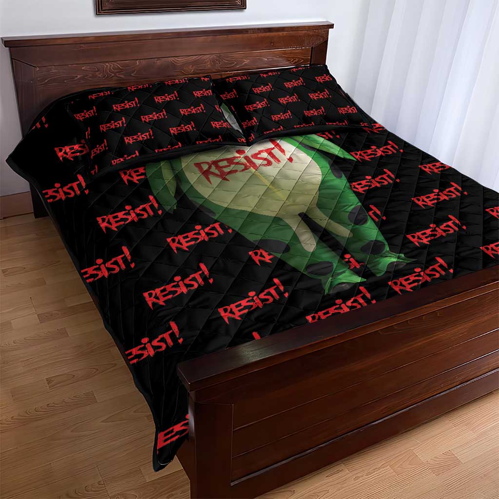 Resist Portland Frog Quilt Bed Set Funny Political Costume - Wonder Print Shop
