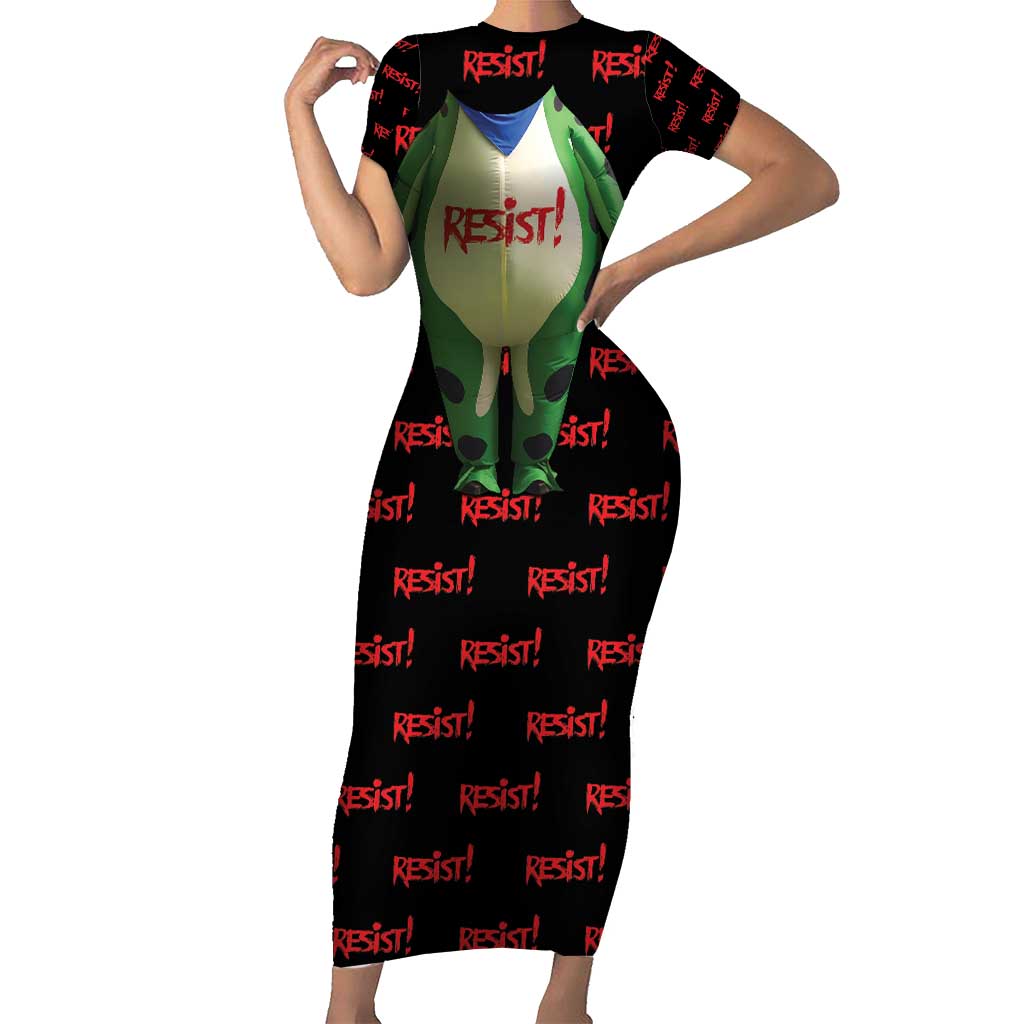 Resist Portland Frog Short Sleeve Bodycon Dress Funny Political Costume - Wonder Print Shop