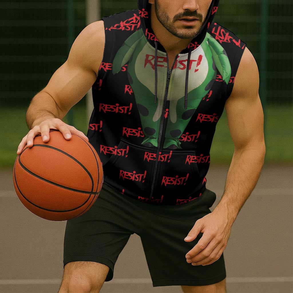 Resist Portland Frog Sleeveless Zip Hoodie Funny Political Costume - Wonder Print Shop