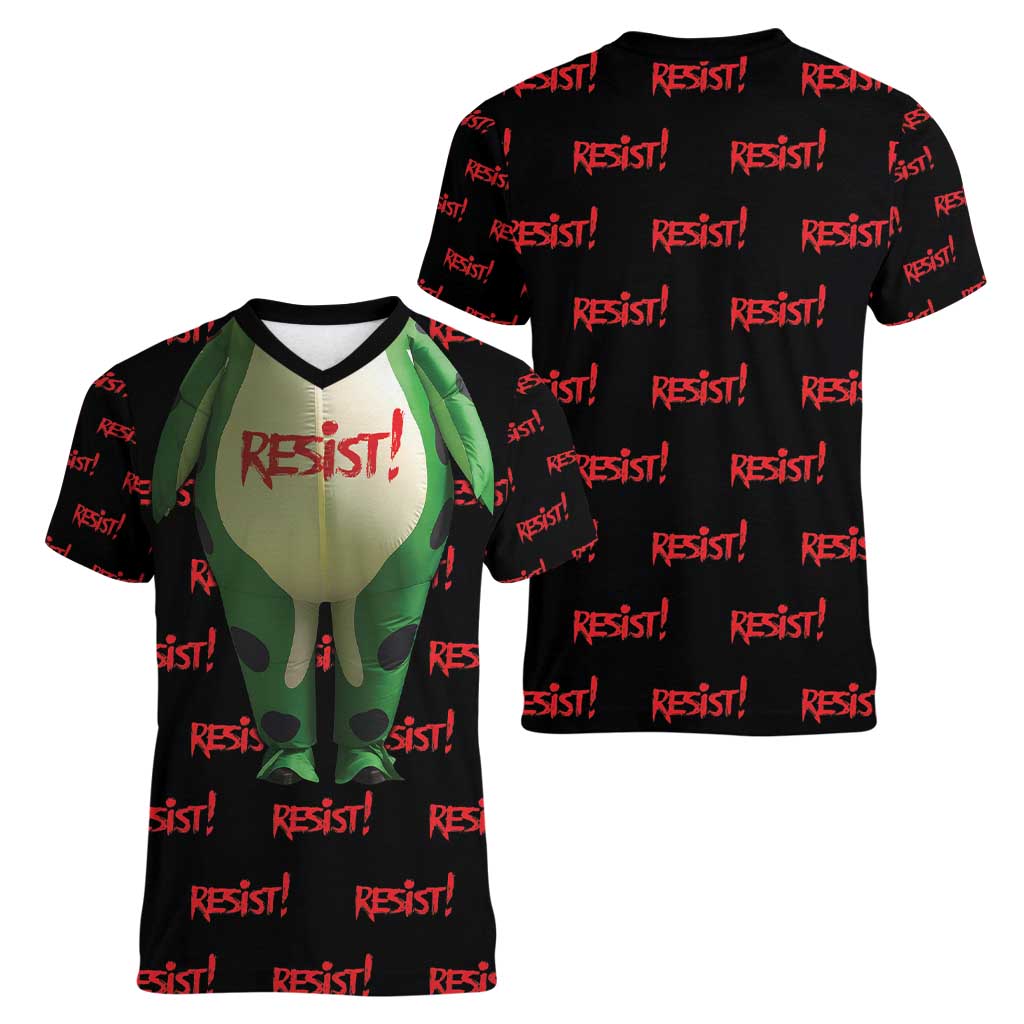 Resist Portland Frog Women V-Neck T-Shirt Funny Political Costume - Wonder Print Shop