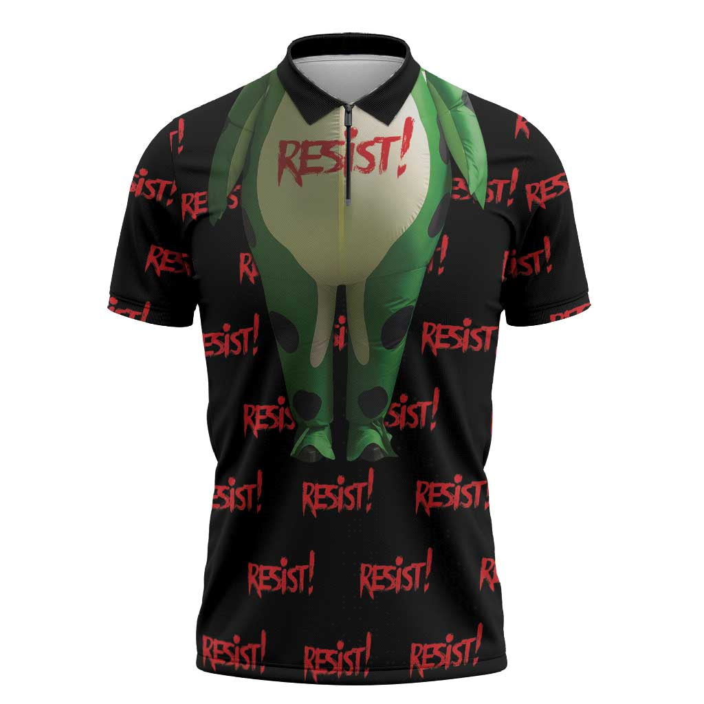 Resist Portland Frog Zipper Polo Shirt Funny Political Costume - Wonder Print Shop