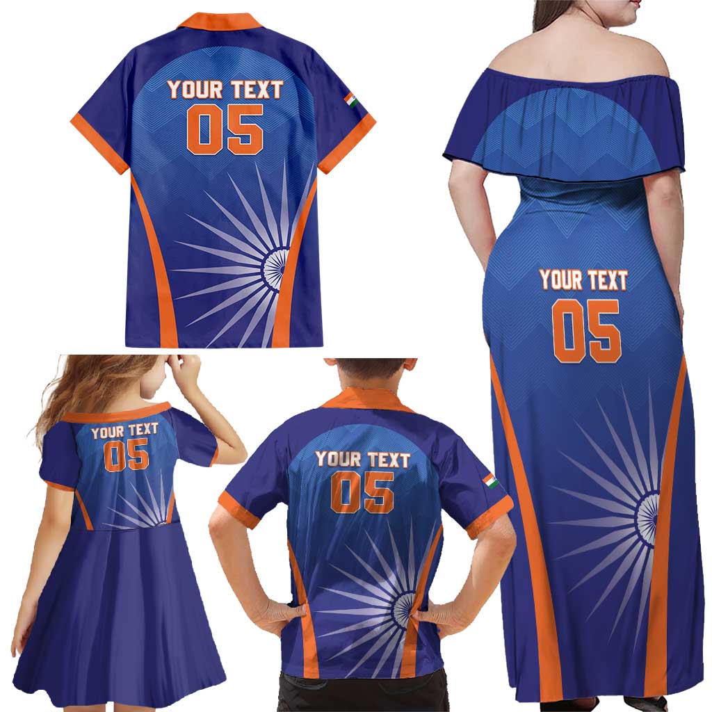 Custom India Cricket Family Matching Off Shoulder Maxi Dress and Hawaiian Shirt Go Champions Men In Blue LT05 - Wonder Print Shop