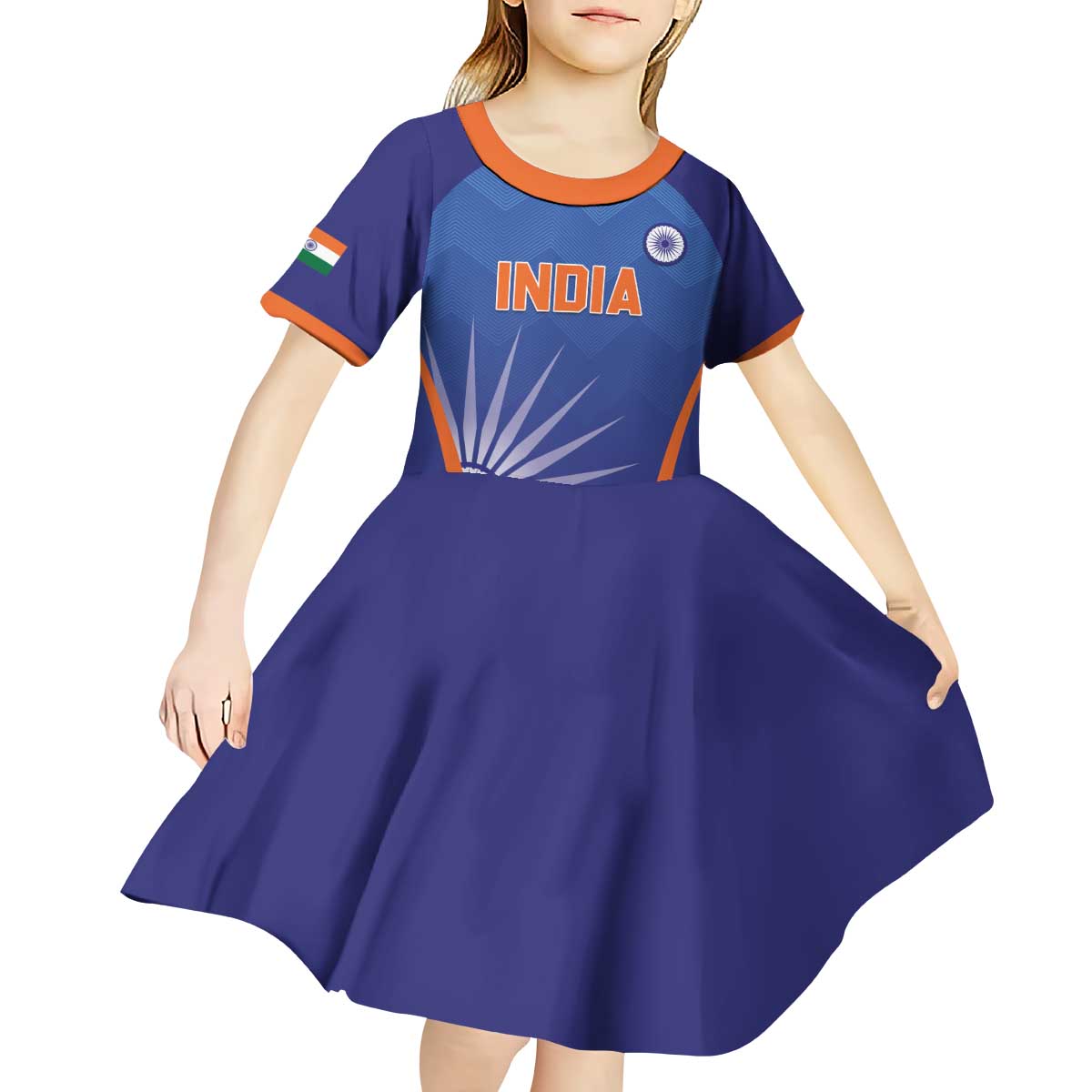 Custom India Cricket Kid Short Sleeve Dress Go Champions Men In Blue LT05 - Wonder Print Shop