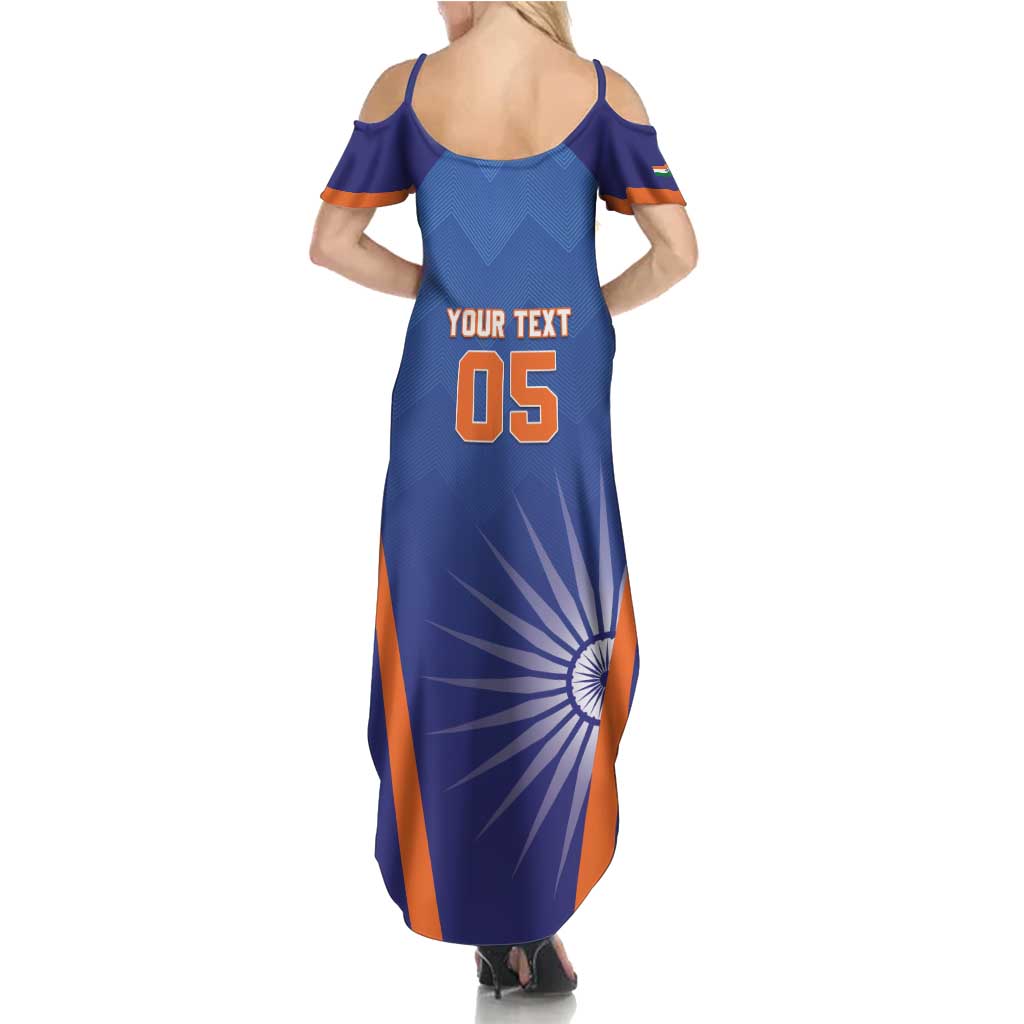 Custom India Cricket Summer Maxi Dress Go Champions Men In Blue LT05 - Wonder Print Shop