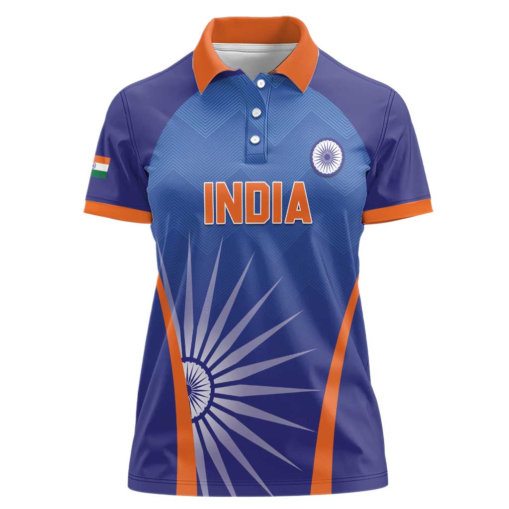 Custom India Cricket Women Polo Shirt Go Champions Men In Blue LT05 - Wonder Print Shop