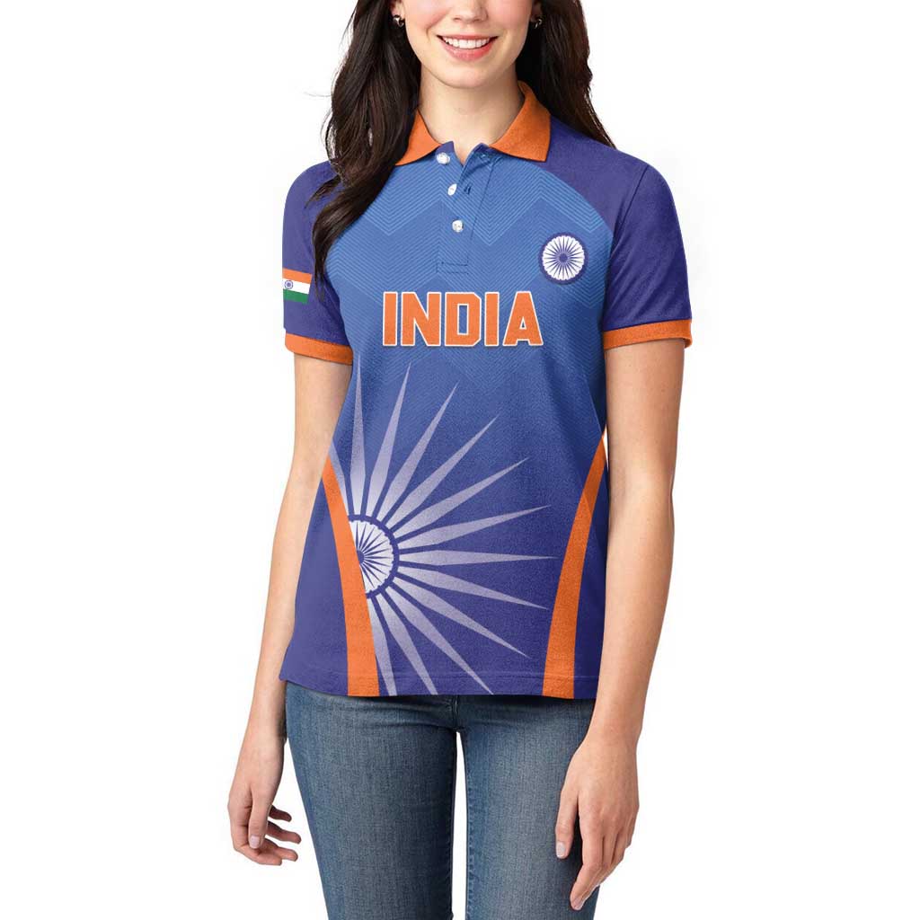 Custom India Cricket Women Polo Shirt Go Champions Men In Blue LT05 - Wonder Print Shop