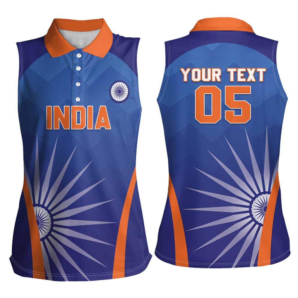 Custom India Cricket Women Sleeveless Polo Shirt Go Champions Men In Blue LT05 - Wonder Print Shop