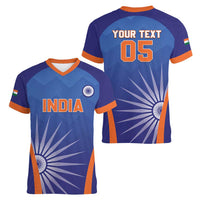 Custom India Cricket Women V-Neck T-Shirt Go Champions Men In Blue LT05 - Wonder Print Shop
