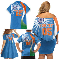 Custom India Cricket Family Matching Off Shoulder Short Dress and Hawaiian Shirt Sporty Style LT05 - Wonder Print Shop