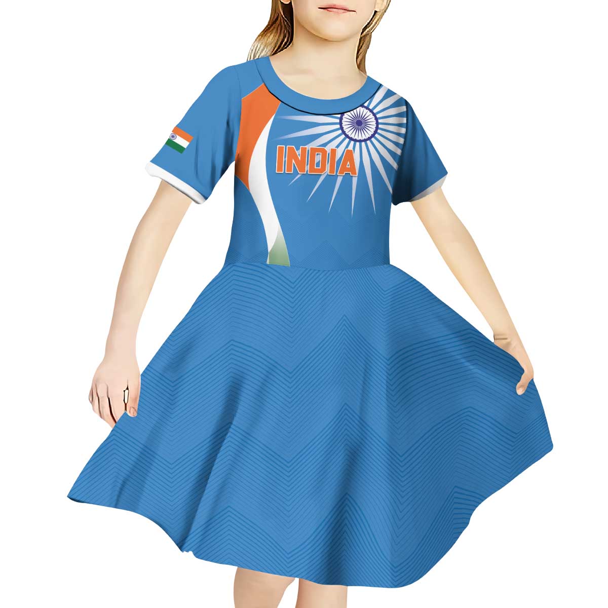 Custom India Cricket Kid Short Sleeve Dress Sporty Style LT05 - Wonder Print Shop