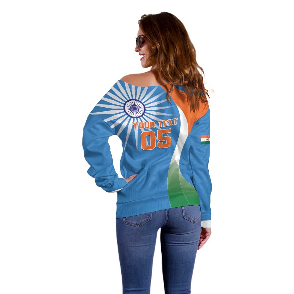 Custom India Cricket Off Shoulder Sweater Sporty Style LT05 - Wonder Print Shop