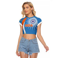 Custom India Cricket Raglan Cropped T Shirt Sporty Style LT05 - Wonder Print Shop