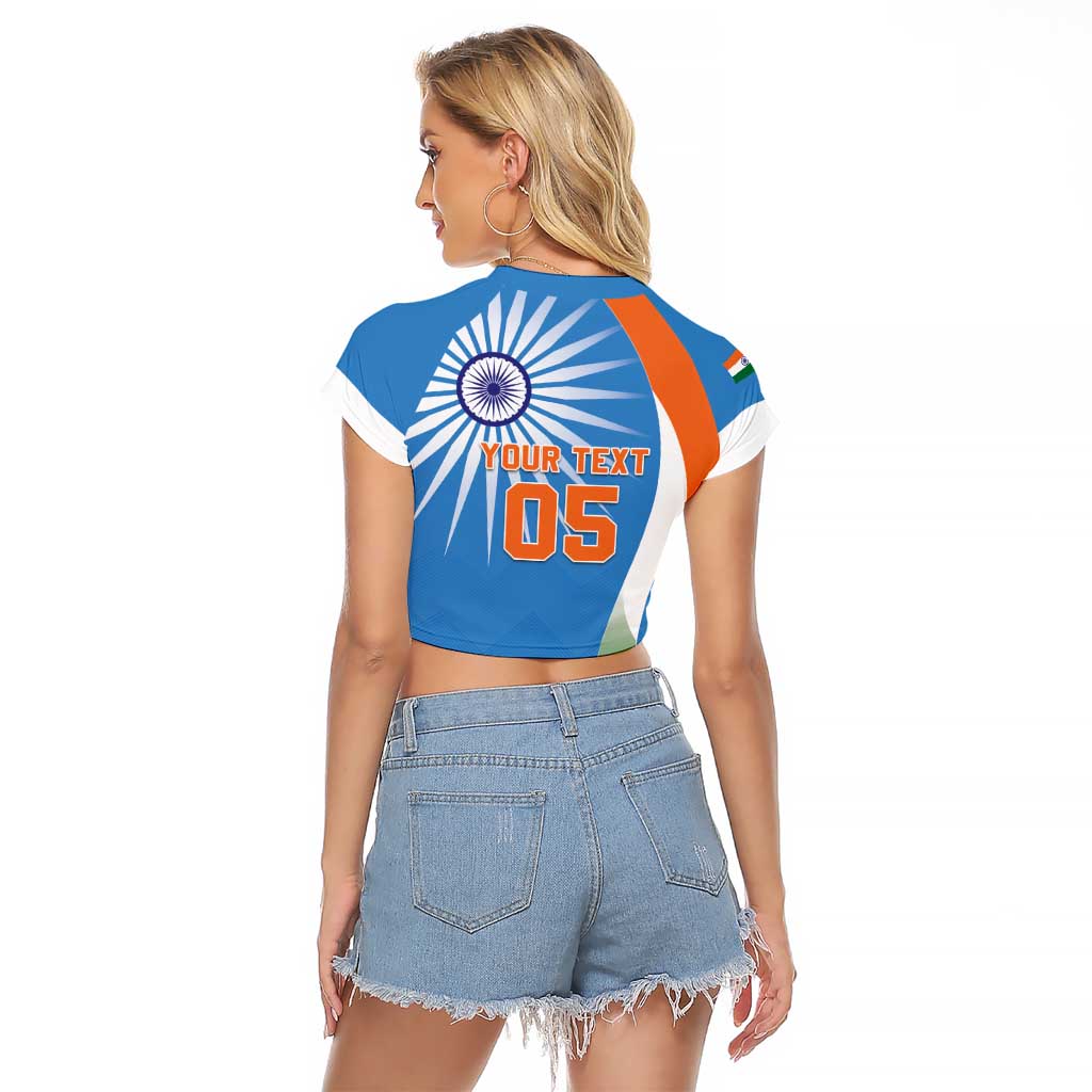 Custom India Cricket Raglan Cropped T Shirt Sporty Style LT05 - Wonder Print Shop