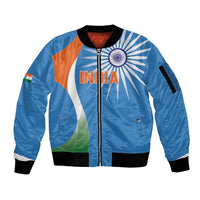 Custom India Cricket Sleeve Zip Bomber Jacket Sporty Style LT05 - Wonder Print Shop