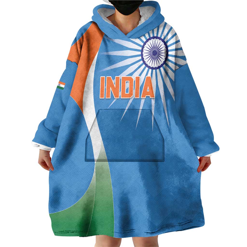 Custom India Cricket Wearable Blanket Hoodie Sporty Style LT05 - Wonder Print Shop