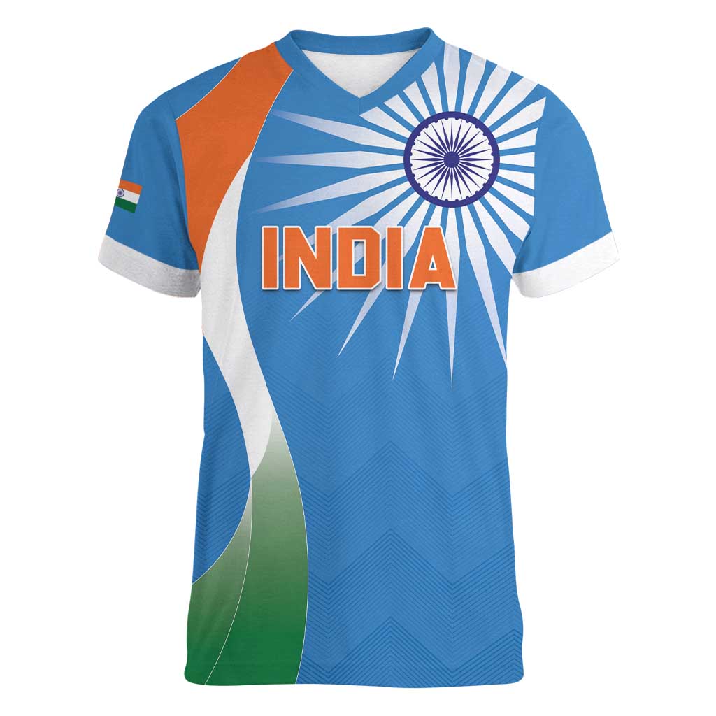 Custom India Cricket Women V-Neck T-Shirt Sporty Style LT05 - Wonder Print Shop