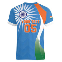 Custom India Cricket Women V-Neck T-Shirt Sporty Style LT05 - Wonder Print Shop