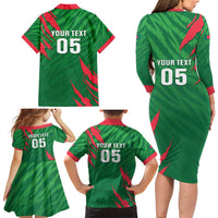 Custom Bangladesh Cricket Family Matching Long Sleeve Bodycon Dress and Hawaiian Shirt Go Champions The Tigers LT05 - Wonder Print Shop