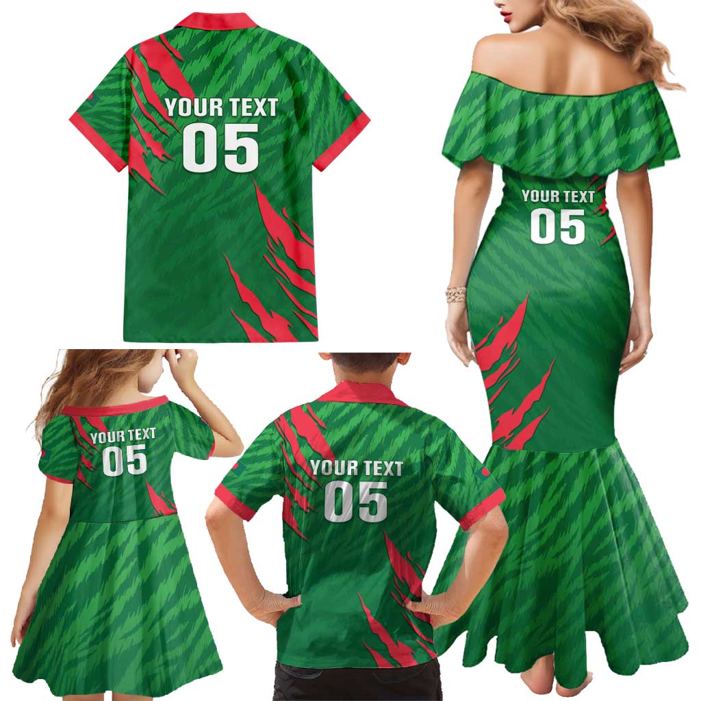 Custom Bangladesh Cricket Family Matching Mermaid Dress and Hawaiian Shirt Go Champions The Tigers LT05 - Wonder Print Shop