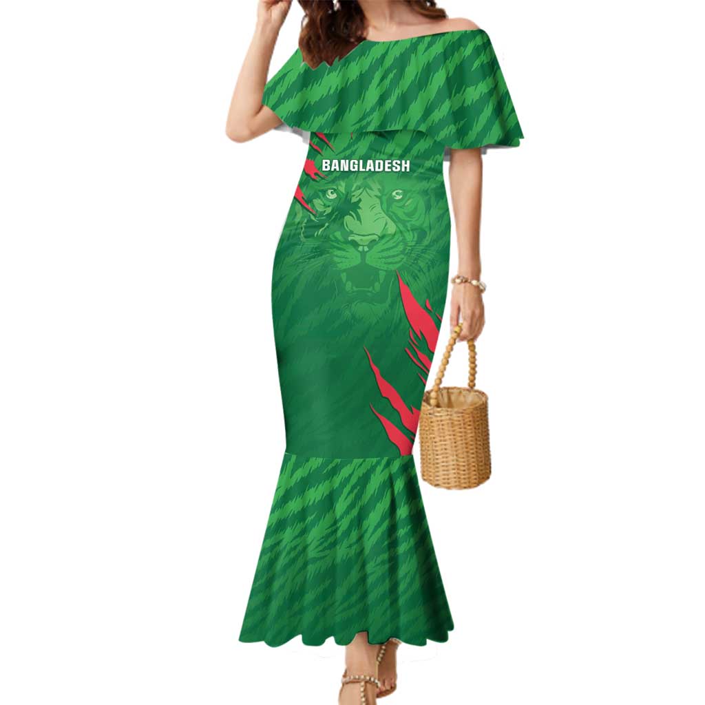 Custom Bangladesh Cricket Family Matching Mermaid Dress and Hawaiian Shirt Go Champions The Tigers LT05 - Wonder Print Shop