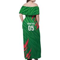 Custom Bangladesh Cricket Family Matching Off Shoulder Maxi Dress and Hawaiian Shirt Go Champions The Tigers LT05 - Wonder Print Shop