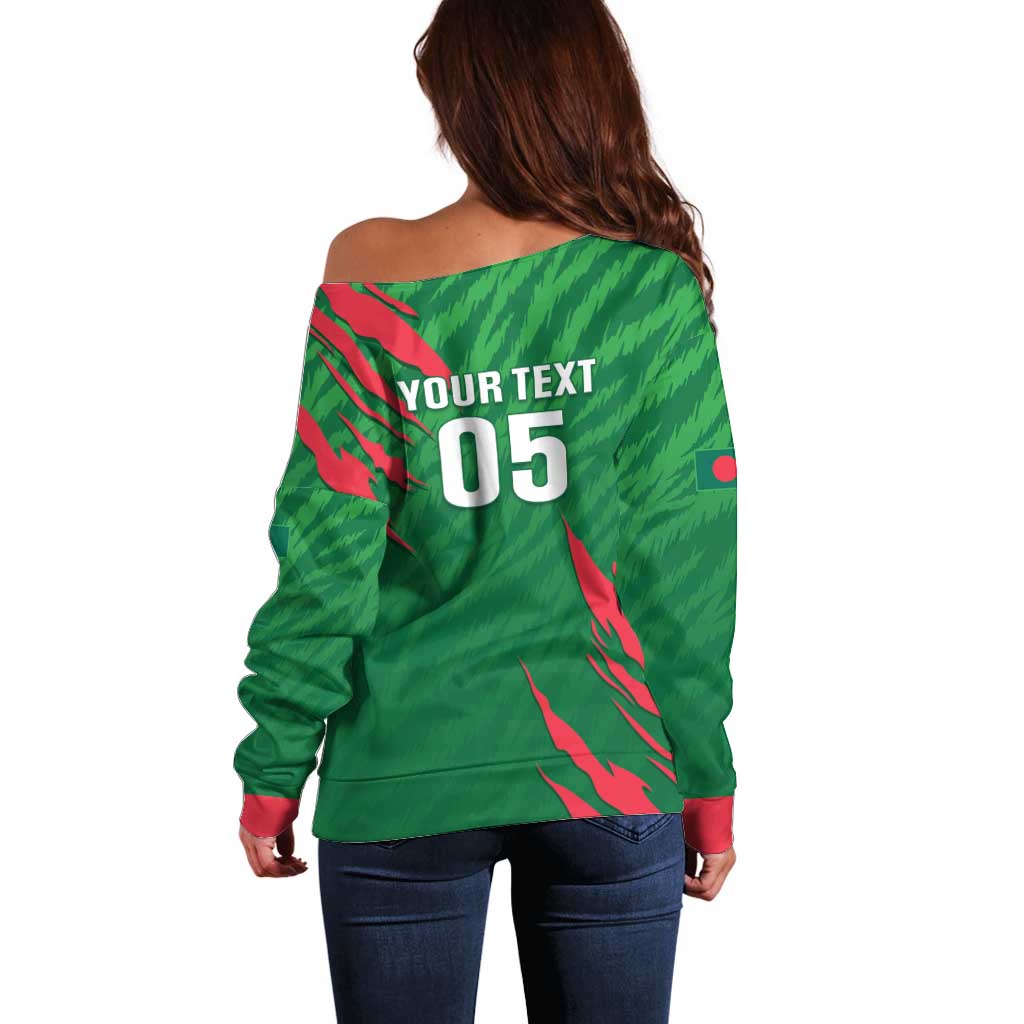 Custom Bangladesh Cricket Off Shoulder Sweater Go Champions The Tigers LT05 - Wonder Print Shop