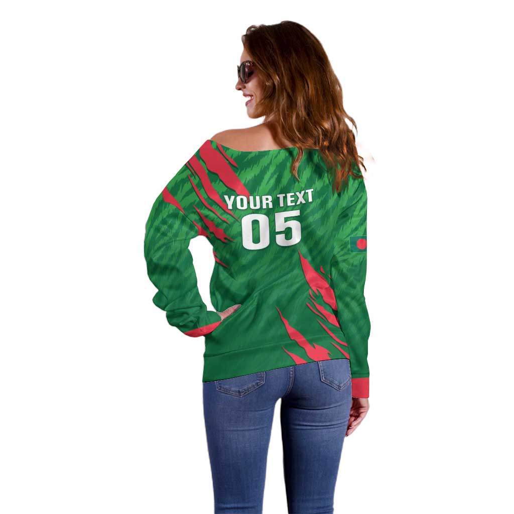 Custom Bangladesh Cricket Off Shoulder Sweater Go Champions The Tigers LT05 - Wonder Print Shop