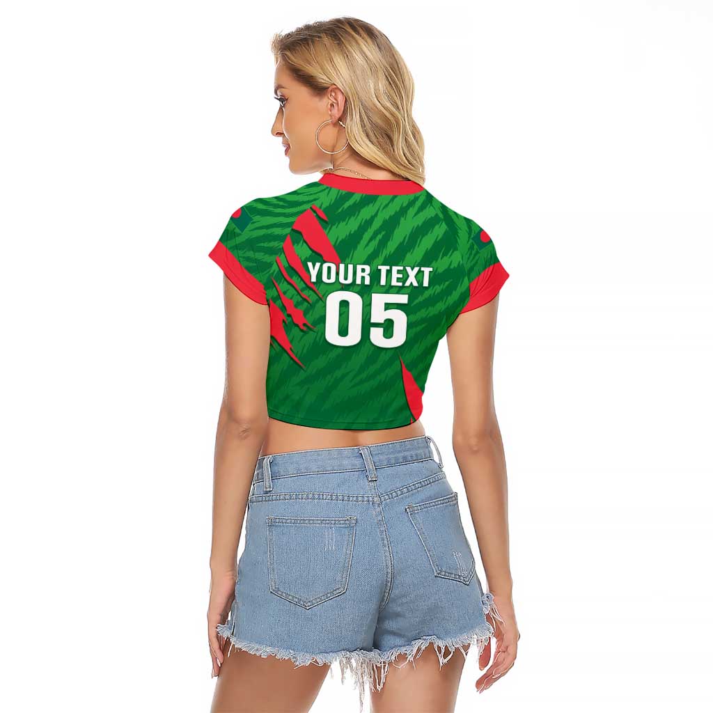 Custom Bangladesh Cricket Raglan Cropped T Shirt Go Champions The Tigers LT05 - Wonder Print Shop