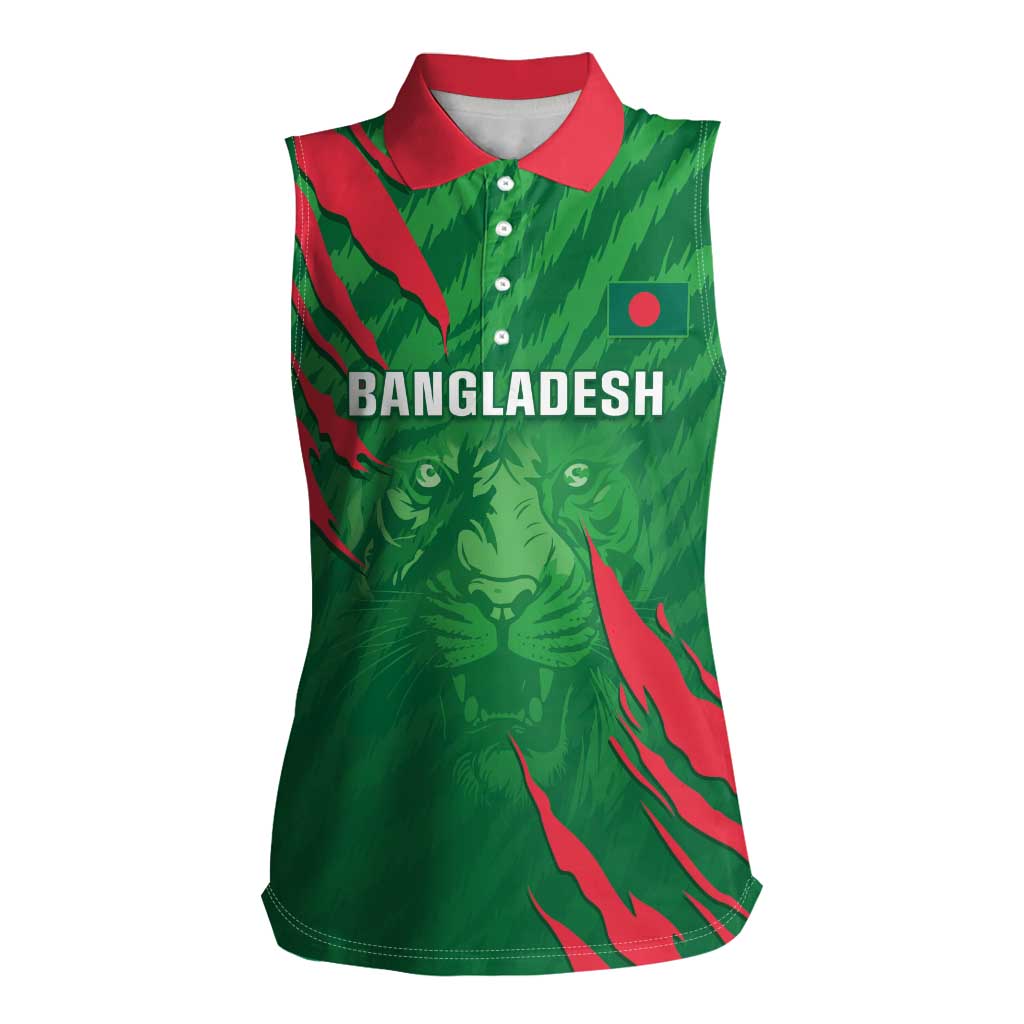 Custom Bangladesh Cricket Women Sleeveless Polo Shirt Go Champions The Tigers LT05 - Wonder Print Shop