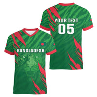 Custom Bangladesh Cricket Women V-Neck T-Shirt Go Champions The Tigers LT05 - Wonder Print Shop