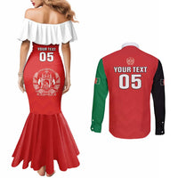 Custom Afghanistan Cricket Couples Matching Mermaid Dress and Long Sleeve Button Shirt Flag Style