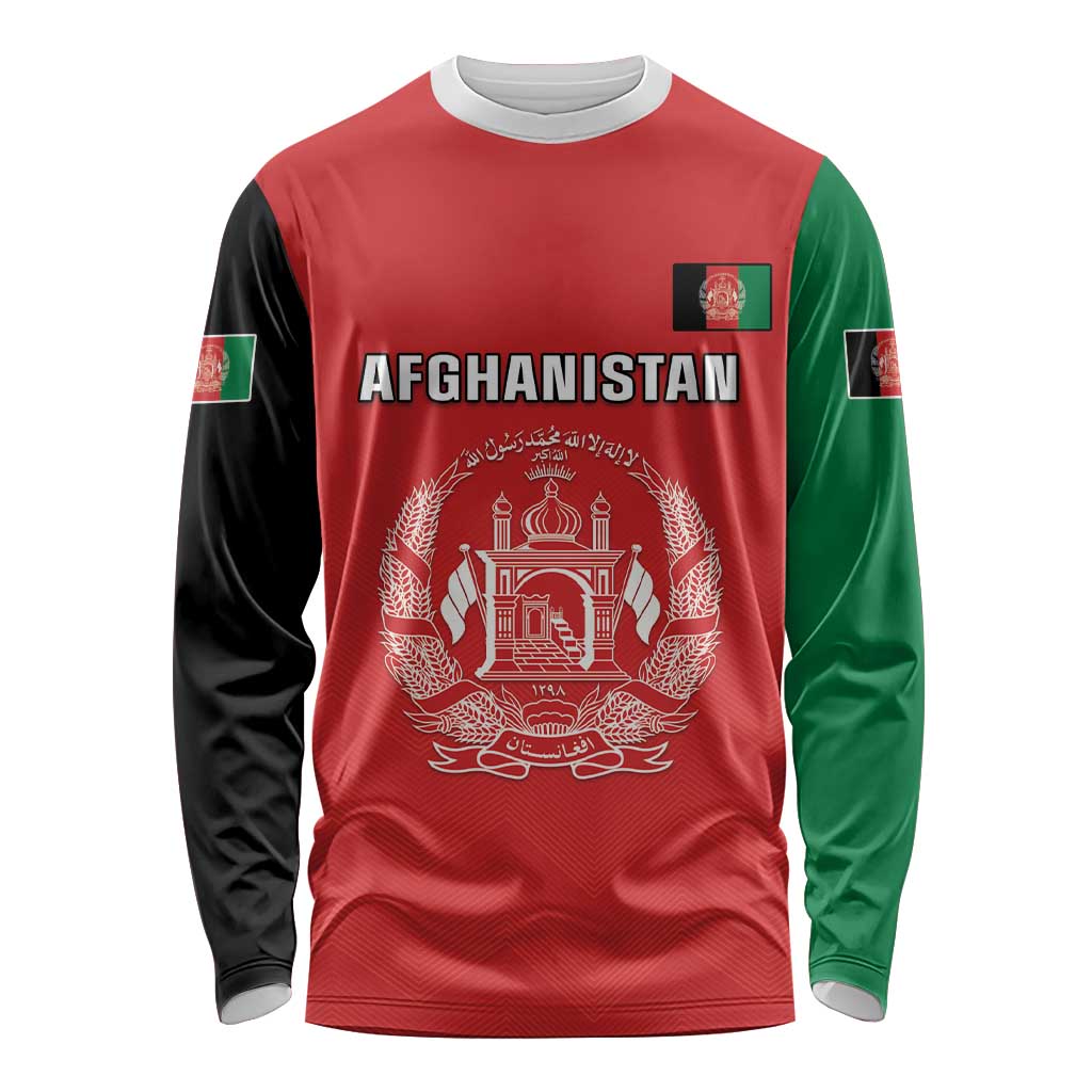 Custom Afghanistan Cricket Long Sleeve Shirt Flag Style LT05 - Wonder Print Shop