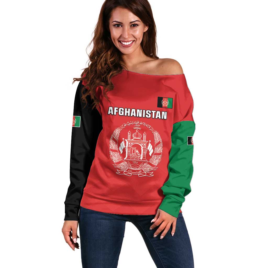 Custom Afghanistan Cricket Off Shoulder Sweater Flag Style LT05 - Wonder Print Shop