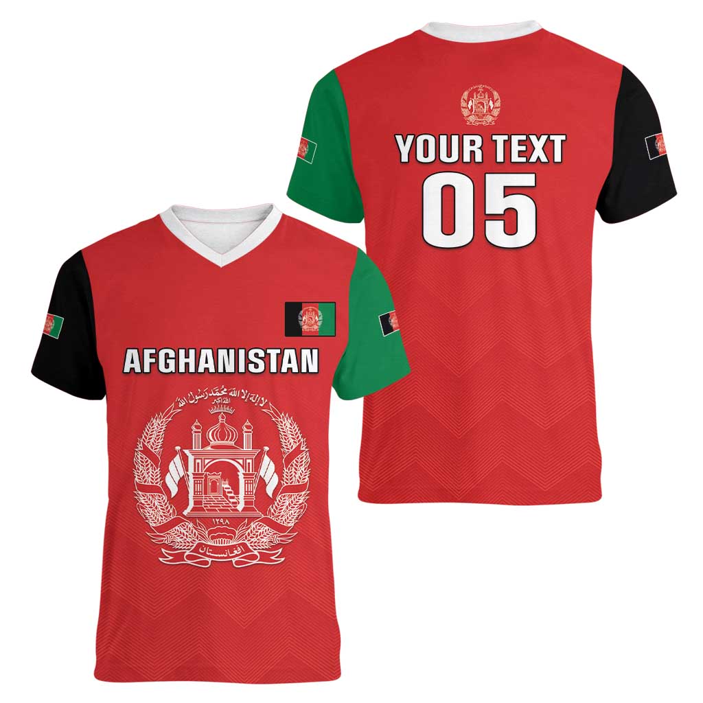 Custom Afghanistan Cricket Women V-Neck T-Shirt Flag Style LT05 - Wonder Print Shop