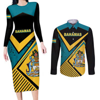 Personalized Bahamas Couples Matching Long Sleeve Bodycon Dress and Long Sleeve Button Shirt Coat Of Arms Unique Style
