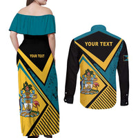 Personalized Bahamas Couples Matching Off Shoulder Maxi Dress and Long Sleeve Button Shirt Coat Of Arms Unique Style