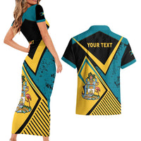 Personalized Bahamas Couples Matching Short Sleeve Bodycon Dress and Hawaiian Shirt Coat Of Arms Unique Style