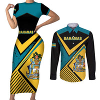 Personalized Bahamas Couples Matching Short Sleeve Bodycon Dress and Long Sleeve Button Shirt Coat Of Arms Unique Style
